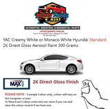 YAC Creamy White / Monaco White Hyundai Standard 2K Direct Gloss Aerosol Paint 300 Grams