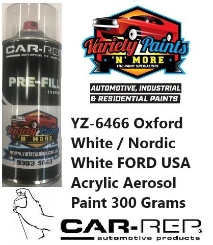 YZ-6466 Oxford White / Nordic White FORD USA Acrylic Aerosol Paint 300 Grams