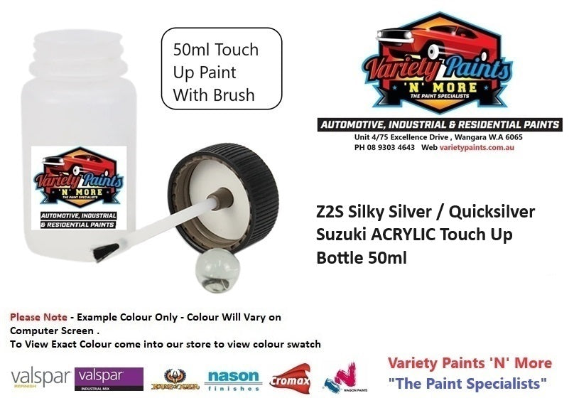 Z2S Silky Silver / Quicksilver Suzuki ACRYLIC Touch Up Bottle 50ml
