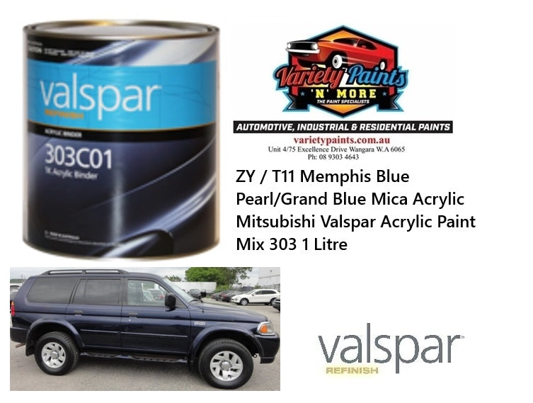 ZY / T11 Memphis Blue Pearl/Grand Blue Mica Acrylic Mitsubishi Valspar Acrylic Paint Mix 303 1 Litre