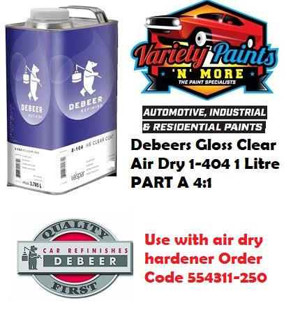 Debeers Gloss Clear Air Dry 1-404 1 Litre PART A 4:1