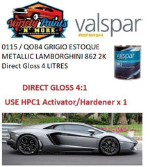 0115 / QOB4 GRIGIO ESTOQUE METALLIC LAMBORGHINI 862 2K Direct Gloss 4 LITRES