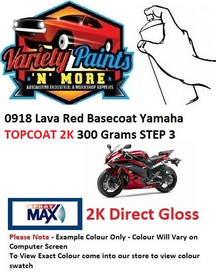 0918 Lava Red Basecoat Yamaha 2K Direct Gloss TOPCOAT 300 Grams STEP 3