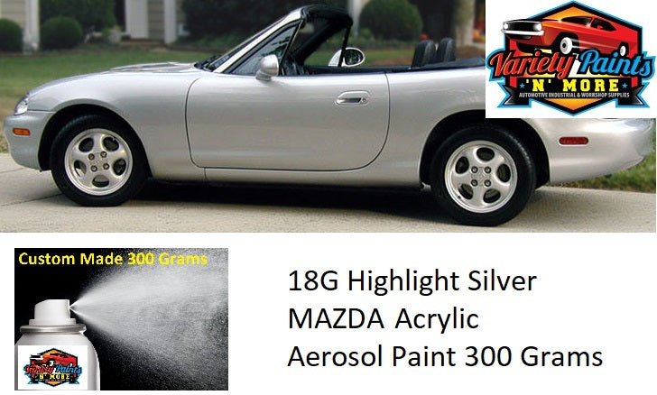 18G Highlight Silver MAZDA Acrylic Aerosol Paint 300 Grams