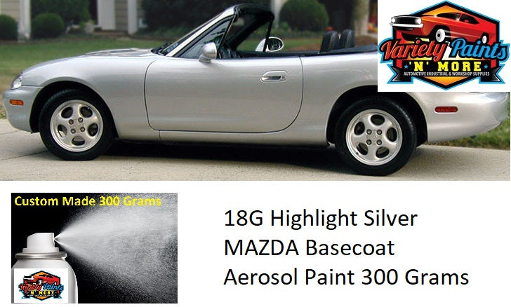 18G Highlight Silver MAZDA Basecoat  Aerosol Paint 300 Grams