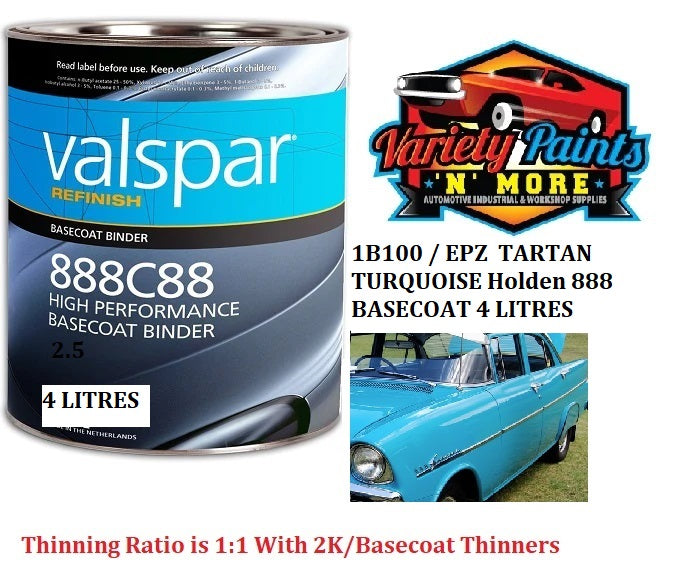1B100 / EPZ  TARTAN TURQUOISE Holden 888 BASECOAT 4 LITRES