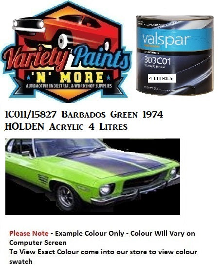 1C011/15827 Barbados Green 1974 HOLDEN Acrylic 4 Litres