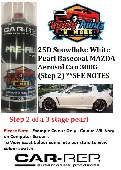 25D Snowflake White Pearl / Whitewater Pearl Basecoat MAZDA Aerosol Can 300G (Step 2) **SEE NOTES