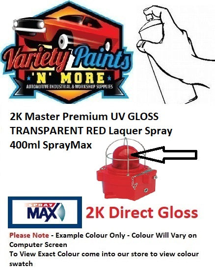 2K Master Premium UV GLOSS TRANSPARENT RED Laquer Spray 400ml SprayMax