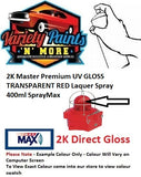2K Master Premium UV GLOSS TRANSPARENT RED Laquer Spray 400ml SprayMax