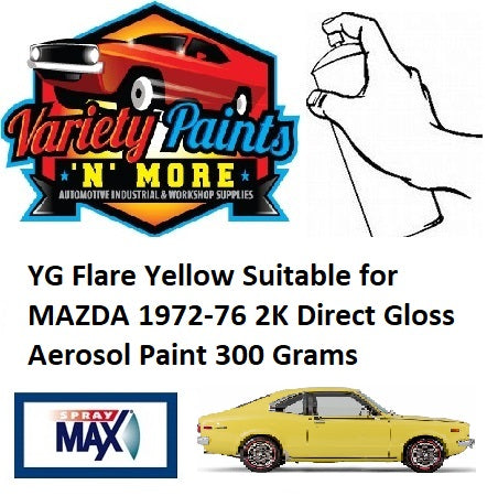 YG Flare Yellow Suitable for MAZDA 1972-76 2K Direct Gloss Aerosol Paint 300 Grams