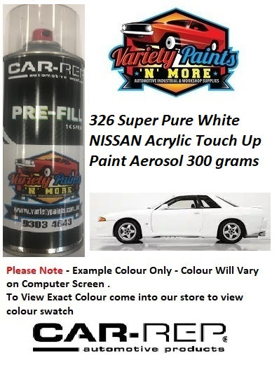 326 Super Pure White NISSAN Acrylic Touch Up Paint Aerosol 300 Grams