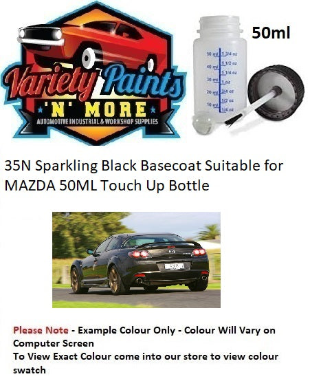 35N Sparkling Black ACRYLIC Suitable for MAZDA Touch Up Bottle 50ml
