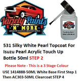531 Silky White Pearl Topcoat For Isuzu Acrylic Touch Up Bottle 50ml STEP 2