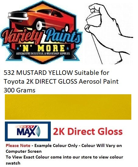 532 MUSTARD YELLOW Suitable for Toyota 2K DIRECT GLOSS Aerosol Paint 300 Grams