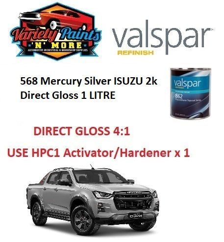 568 Mercury Silver ISUZU 2k Direct Gloss 1 LITRE