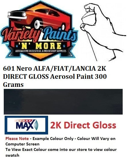 601 Nero ALFA/FIAT/LANCIA 2K DIRECT GLOSS Aerosol Paint 300 Grams