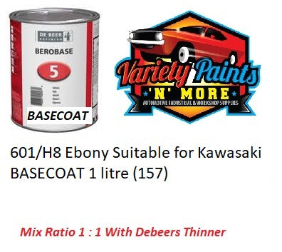 601/H8 Ebony Suitable for Kawasaki BASECOAT 1 litre (157)