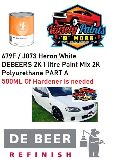679F / J073 Heron White DEBEERS 2K 1 litre Paint Mix 2K Polyurethane PART A