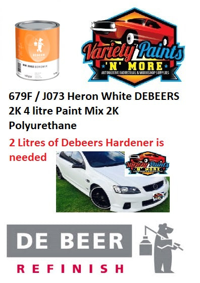 679F / J073 Heron White DEBEERS 2K 4 litre Paint Mix 2K Polyurethane