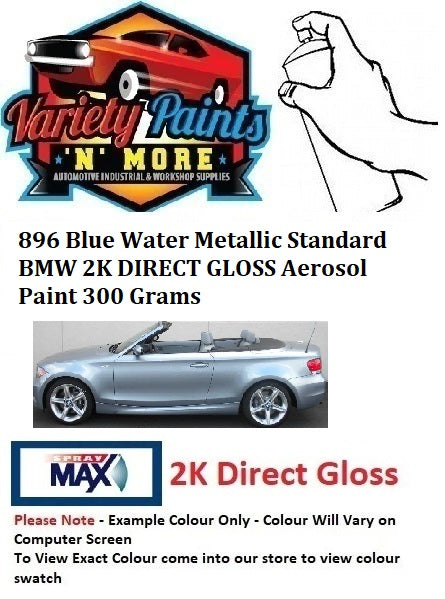 896 Blue Water Metallic Standard BMW 2K DIRECT GLOSS Aerosol Paint 300 Grams