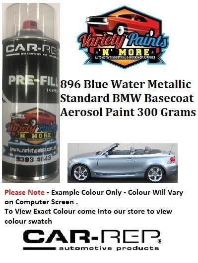 896 Blue Water Metallic Standard BMW Basecoat Aerosol Paint 300 Grams
