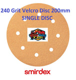 Smirdex 240 GRIT SINGLE VELCRO DISC 200mm (8")  8 Holes