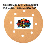 Smirdex 240 GRIT 200mm (8") Velcro Disc  8 Holes BOX 100