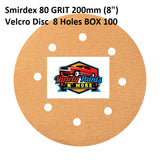 Smirdex 80 GRIT 200mm (8") Velcro Disc  8 Holes BOX 100 