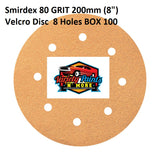 Smirdex 80 GRIT 200mm (8") Velcro Disc  8 Holes BOX 100