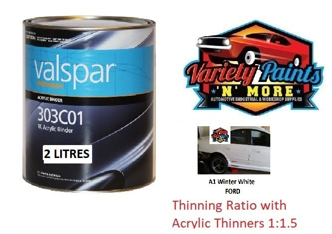 A1 Winter White Ford Standard Acrylic PAINT 2 LITRE Tin