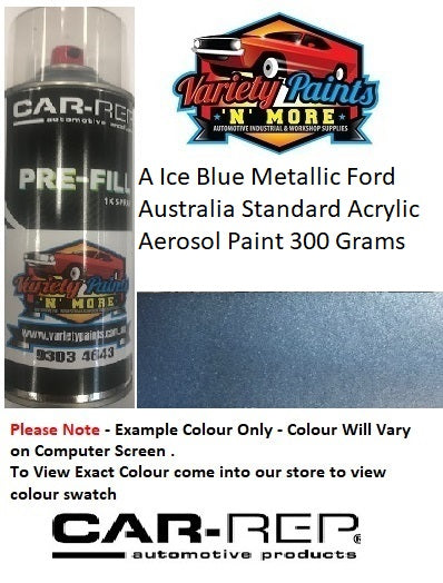 A Ice Blue Metallic Ford Australia Standard ACRYLIC Aerosol Paint 300 Grams