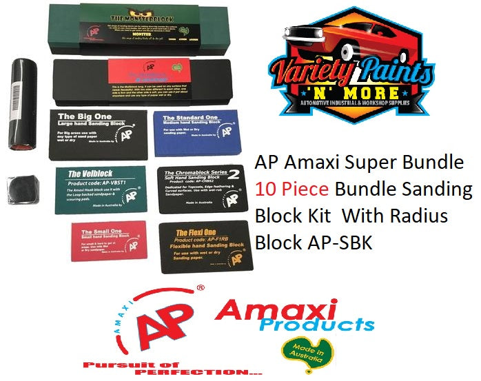 AP Amaxi Super Bundle 10 Piece Bundle Sanding Block Kit With Radius Block AP-SBK