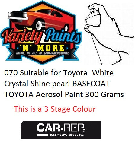 070 Suitable for Toyota White Crystal Shine pearl BASECOAT TOYOTA Aerosol Paint 300 Grams STEP 2