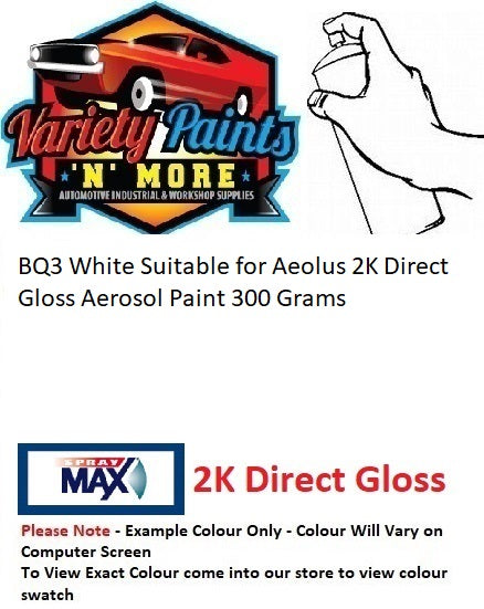BQ3 White Suitable for Aeolus 2K Direct Gloss Aerosol Paint 300 Grams