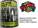 Bodyworx EVO Pre-Taped Hand Masking Film 550mm x 33M + Dispenser