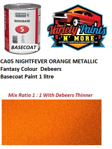 Fantasy Colour CA05 NIGHTFEVER ORANGE Pearl Debeers Basecoat Paint 1 litre