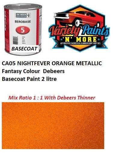 CA05 NIGHTFEVER ORANGE METALLIC Fantasy Colour  Debeers Basecoat Paint 2 litre