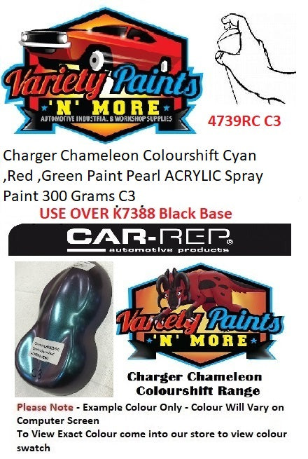 Charger C3 Chameleon Colourshift Cyan ,Red ,Green Paint Pearl ACRYLIC Spray Paint 300 Grams