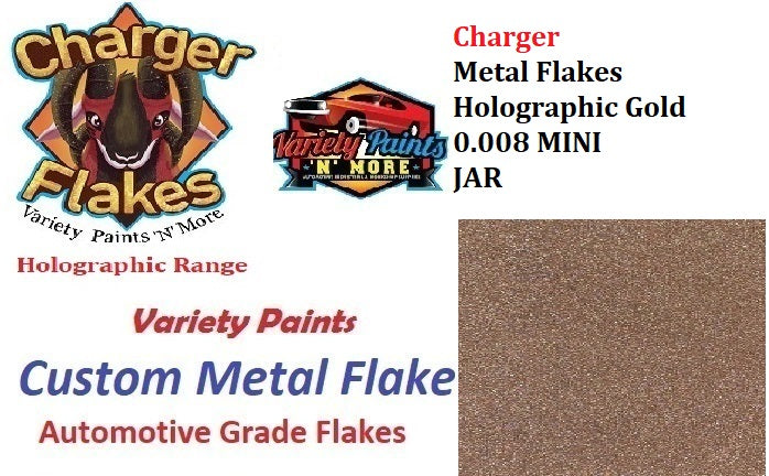 Charger Metal Flakes Holographic Gold  0.008 Mini 4oz JAR