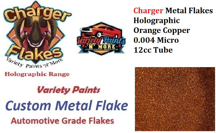 Charger Metal Flakes Holographic Orange Copper 0.004 Micro 12cc Tube