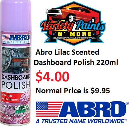 Abro LILAC Scented Dashboard Polish 220ml INSTORE ONLY