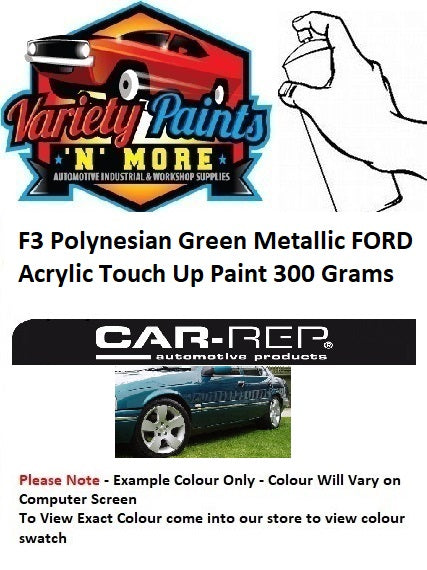 F3 Polynesian Green Metallic FORD BASECOAT Touch Up Paint 300 Grams