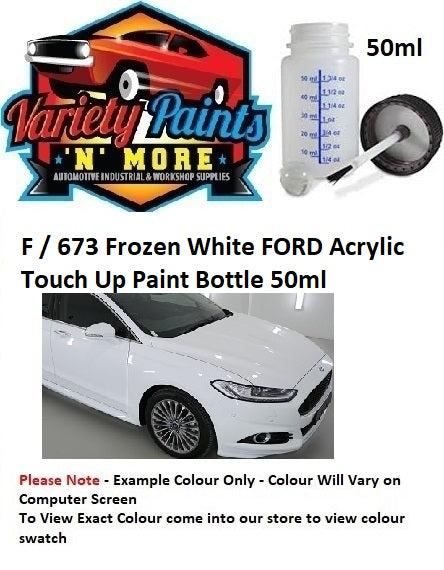 F / 673 Frozen White FORD Acrylic Touch Up Paint Bottle 50ml