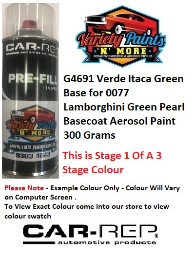 G4691 Verde Itaca Green Base for 0077 Lamborghini Green Pearl Basecoat Aerosol Paint 300 Grams