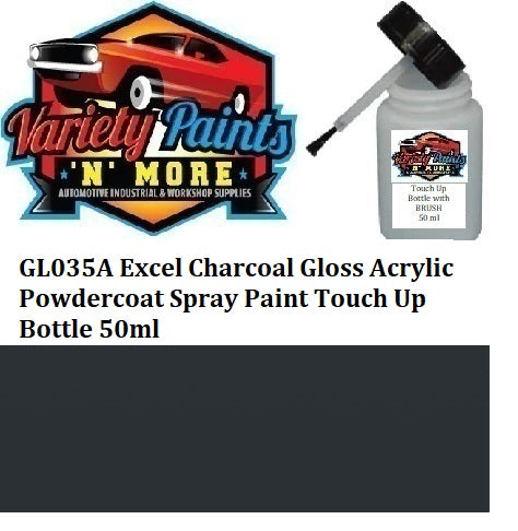 GL035A Excel Charcoal Gloss Acrylic Powdercoat Spray Paint Touch Up Bottle 50ml