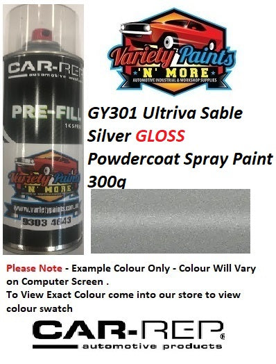 GY301 Ultriva Sable Silver GLOSS Powdercoat Spray Paint 300g