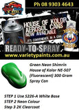 Green Neon Shimrin  House of Kolor NE507 (Fluorescent) 300 Gram Spray Can