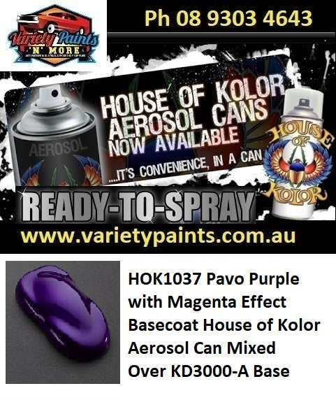 HOK1037 Pavo Purple with FX37 Magenta Effect Basecoat House of Kolor Aerosol Can Mixed