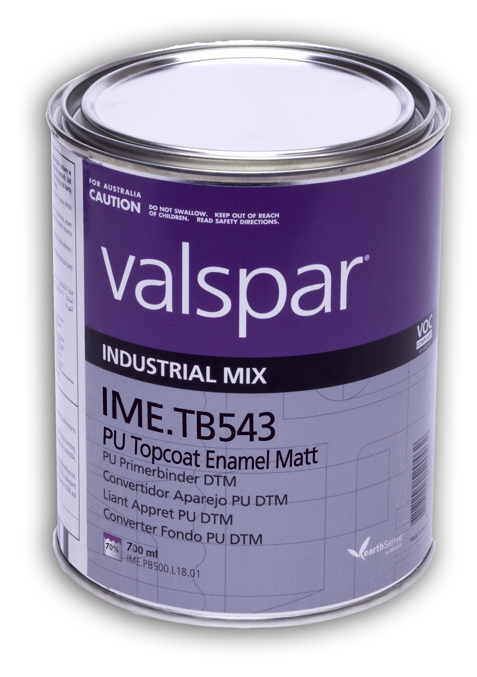 Valspar Industrial Binder 2K TB543 Matt PU Topcoat 2.64 Litre